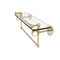 Clearview Collection 16 Inch Glass Gallery Shelf With Towel Bar And Groovy Accents - Unlacquered Brass